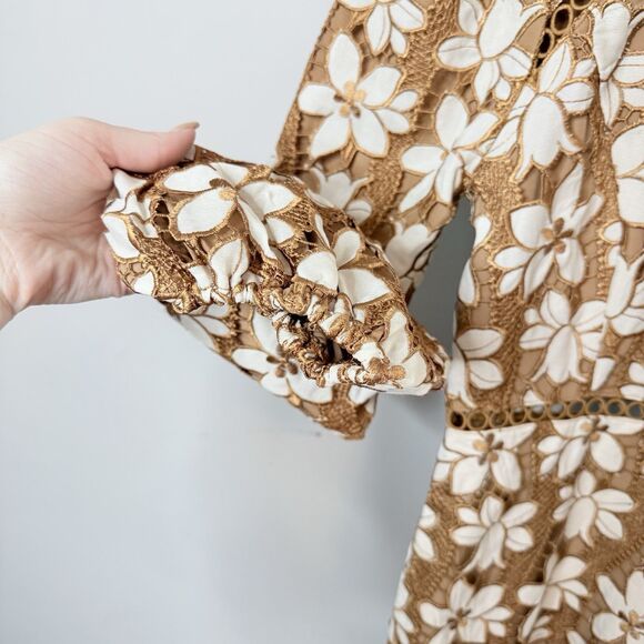 Petal & Pup Pierre Floral Long Sleeve Lace Midi Dress Size Small - Picture 4 of 9